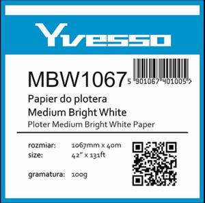 Papier w roli do plotera Yvesso Medium Brightwhite 1067x40m 100g MBW1067 - 2824484267