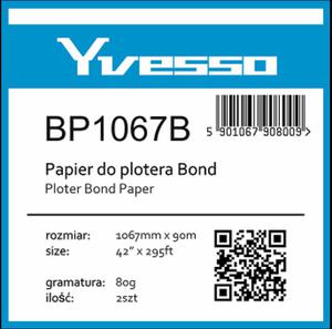 Papier w roli do plotera Yvesso Bond 1067x90m 80g BP1067B - 2824484270