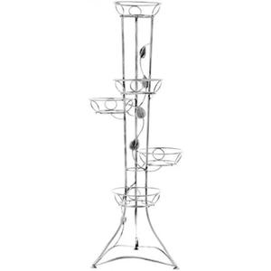 KWIETNIK METALOWY NA KWIATY 117 cm (5 donic, z liciem) SREBRNY - 2874514798