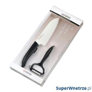 Zestaw Blister, Ceramiczny n Santoku 14cm + poprzeczna obieraczka Kyocera, czarny - 2857345435