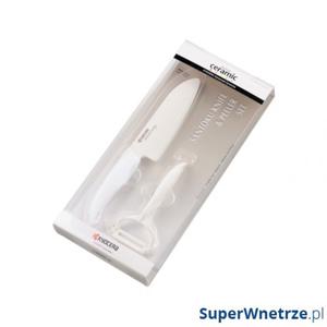 Ceramiczny n Santoku 14cm + poprzeczna obieraczka Kyocera biel - 2850248213