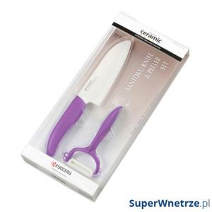 Ceramiczny n Santoku 14cm + poprzeczna obieraczka Kyocera fiolet - 2850248019