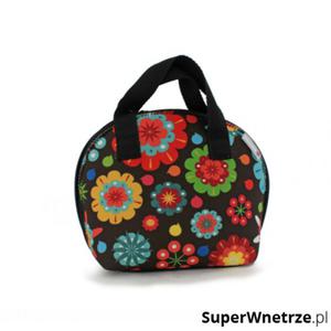 Lunch bag Flower Power 25x32cm Smart Lunch Smartsoft Rubber czarno-kolorowa - 2857343229