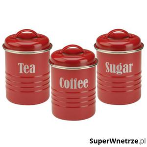 Zestaw 3 pojemnikw na herbat kaw i cukier 0,8l Typhoon Vintage Kitchen czerwony - 2857342251