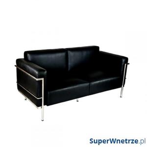 Sofa 2-osobowa Soft GC czarna skra - 2825975746