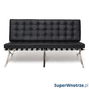 Sofa BA2 2 osobowa, czarna skra TP - 2843882603