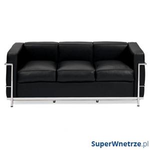 Sofa trzyosobowa Kubik czarna skra TP - 2852136274