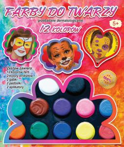 Farby do malowania twarzy 12 kolorw + akcesoria - 2880290896