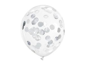 Balony z konfetti - kka, 30cm, srebrny (1 op. / 6 szt.) - 2869052944