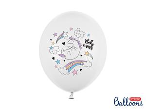 Balony 30cm, Jednoroec, Pastel Pure White (1 op. / 6 szt.) - 2867779660