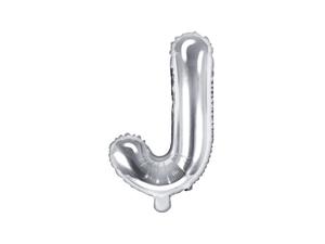 Balon foliowy Litera ""J"", 35cm, srebrny - 2860664234