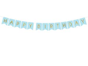 Baner Happy Birthday, j. niebieski, 15 x 175 cm - 2863957564