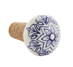 MADAM STOLTZ :: Korek do wina ceramiczny rcznie malowany niebieski TA-5489 - 2872314536