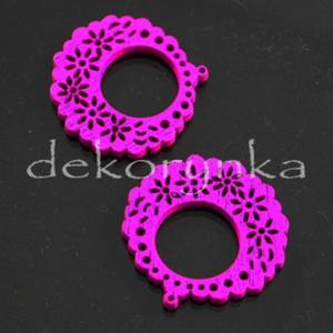 Koraliki drewniane - zawieszki 2 szt. 24mm koronkowe kdz20 purpurowe - 2861652619