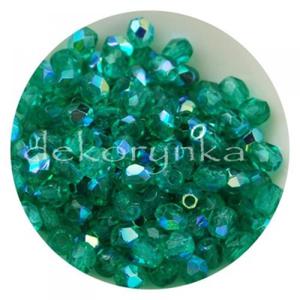 Fire Polish 3mm - koraliki czeskie szlifowane #X50730 Emerald AB - 2861653198