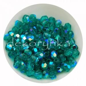 Fire Polish 3mm - koraliki czeskie szlifowane #X60210 Teal AB - 2861653202