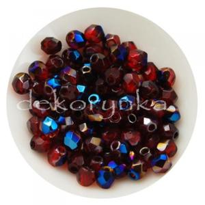 Fire Polish 3mm - koraliki czeskie szlifowane #BR90080 Blue Iris Siam Ruby - 2861653206