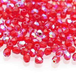 Fire Polish 3mm - koraliki czeskie szlifowane #X90080 Siam Ruby AB - 2861653605