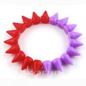 1448 Bransoletka neon KOLCE spike PUNK rock EMO red violet