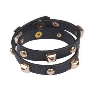 Bransoletka punk pieszczocha podwjna z wiekami - gold - 2861653732