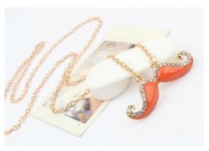 Naszyjnik WSY Moustache cyrkonie RETRO styl orange - 2861653852