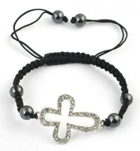 cro03 Bransoletka Shamballa KRZYYK Krzy PUNK Gothic CYRKONIE - 2872831460