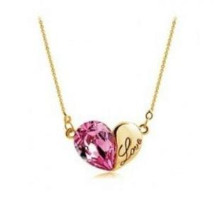 NHE04 Naszyjnik Love Serce HEART Swarovski kryszta r+zoto - 2861654152