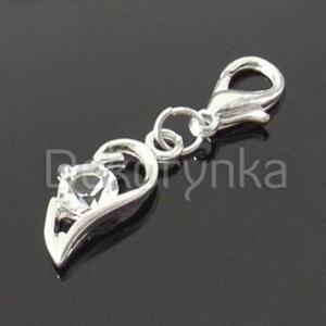 ZAW286 Zawieszka metal. z cyrkoni Charms z karabinkiem - 2861656508