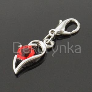 ZAW287 Zawieszka metal. z cyrkoni Charms z karabinkiem - 2861656509