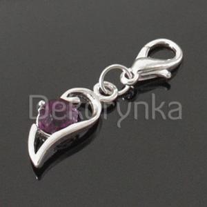 ZAW288 Zawieszka metal. z cyrkoni Charms z karabinkiem - 2861656510