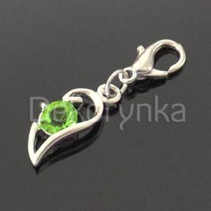 ZAW290 Zawieszka metal. z cyrkoni Charms z karabinkiem - 2861656511