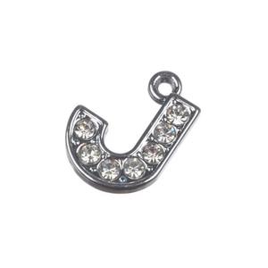 ZAW340 Zawieszka metal. Charms Literka "J" z cyrkoniami 2szt - 2861656807