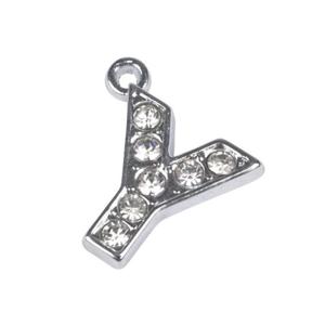 ZAW341 Zawieszka metal. Charms Literka "Y" z cyrkoniami 2szt - 2861656808