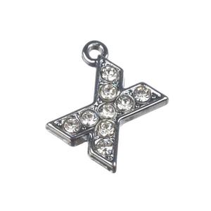 ZAW342 Zawieszka metal. Charms Literka "X" z cyrkoniami 2szt - 2861656809