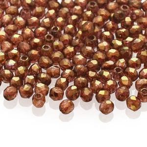 Koraliki szlifowane Fire Polish 2mm 40 szt. #AK00030 - Lust-Rose/Gld Top - 2834996616