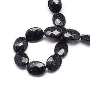 GST05 Noc Kairu koraliki Blue Goldstone owal FASET 17x13mm 2szt - 2861656922