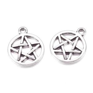 zaw781 Zawieszka pentagram 21mm - stare srebro - 2861657682