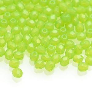 Fire Polish 3mm - koraliki czeskie szlifowane #51010 Milky Dk Peridot - 2861658004