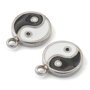 ZSS73 Zawieszka stal szlachetna emaliowana YIN&YANG silver - 2865176579