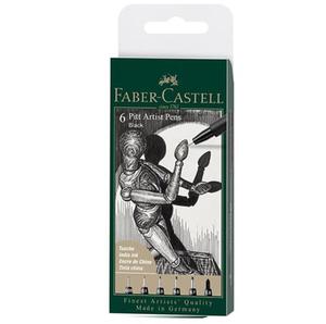 Zestaw flamastrw Pitt Artist Faber-Castell Black - 6 sztuk czarne (XXS, XS, S, F, M, 1.5) - 2867781920