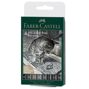 Zestaw flamastrw Pitt Artist Faber-Castell Black & Grey - 8 sztuk czarny i odcienie szare - 2867781934