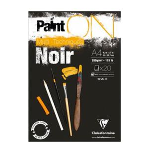 Blok malarski uniwersalny Clairefontaine Paint On Multi -Techniques Noir - 250g, A4, 20akr. - 2881837194