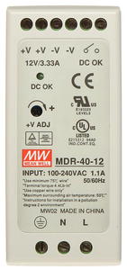 ZASILACZ 12V DC 3.33A 40W ZASILACZ 12 V NA SZYN DIN MDR-40-12 - 2871726326