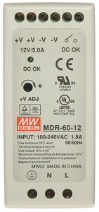 ZASILACZ 12V DC 5A 60W ZASILACZ 12 V NA SZYN DIN MDR-60-12 - 2872252782