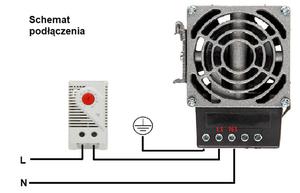 DMUCHAWA GRZEWCZA OGRZEWACZ GRZAKA DO OBUDW SZAF RACK TERMOWENTYLATOR 230V 150W HVL-031-150W + TERMOSTAT KTO-011 - 2860183578