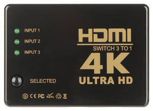 PRZECZNIK SYGNAU HDMI 4K Z PILOTEM HDMI-SW-3/1-IR-4K - 2874556598