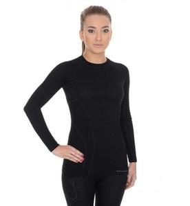 BRUBECK koszulka ACTIVE WOOL damska czarny - 2878840799