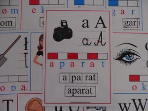 Alfabet obrazkowo-sowny - karty edukacyjne wersja 3 z kierunkiem pisania liter - 2862517789