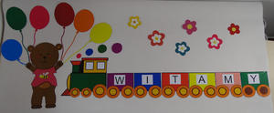 Dekoracja na powitanie - nowy rok przedszkolny (mi z balonikami i lokomotywa)
