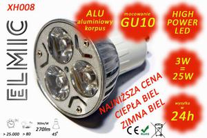 arwka reflektor LED POWER XH 008 3W 230V GU10 45st. 3000K Ciepa Biel ELMIC przeroczysta - 2827854306